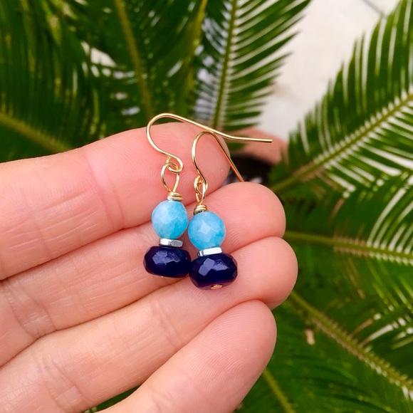 Aquamarine Sapphire Sundance Charm Earrings - Picture 2 of 5